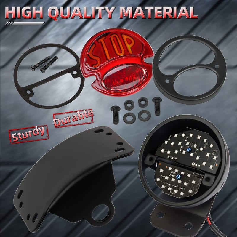 Amazicha LED License Plate Brake Light Tail Light with 1 Inch Axle Hole Curved Bracket Compatible for Harley Sporster Bobber Choppers - Image 5